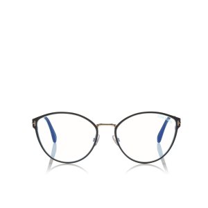 Tom Ford Blue Block Soft Round Optisk Dam Svarta Bruna | 023CFQTEG