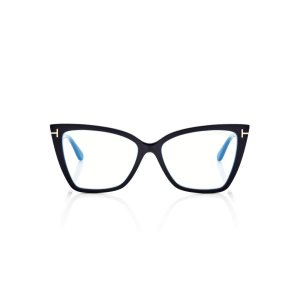 Tom Ford Blue Block Square Cat Eye Optisk Dam Svarta Bruna | 316AVDSXF