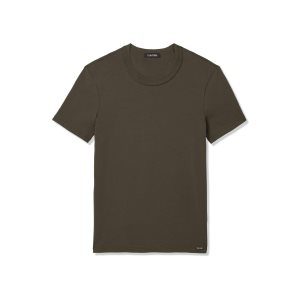 Tom Ford Bomull Crewneck T-shirt Herr Gröna | 609RNTQAL