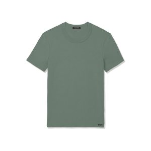 Tom Ford Bomull Crewneck T-shirt Herr Seafoam | 180PQYEBI