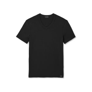 Tom Ford Bomull V-neck T-shirt Herr Svarta | 256ILMESJ