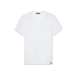 Tom Ford Bomull V-neck T-shirt Herr Vita | 480RQATEL