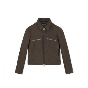 Tom Ford Brushed Bomull Zip Blouson Ytterkläder Herr Mörkchoklad | 584GSKFBC