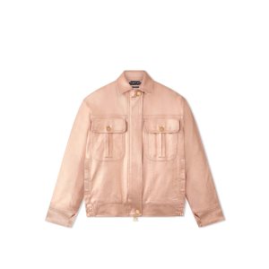 Tom Ford Coated Denim Boxy Jean Jacket Ytterkläder Dam Beige | 961KGDYWR