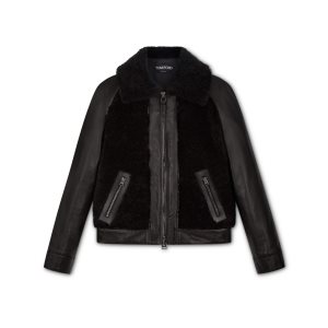 Tom Ford Curly Shearling & Läder Blouson Ytterkläder Dam Svarta | 249QNYPWH