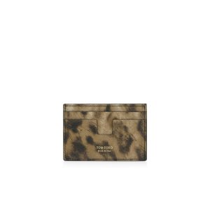 Tom Ford Distressed Leopard Print Klassiska Cardholder Liten Plånbok Herr Leopard | 901SMQYJP