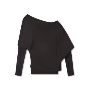 Tom Ford Fine Cashmere Silk Off The Shoulder Stickat Dam Svarta | 596KTNSYO