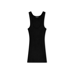 Tom Ford Fine Silk Rib Tank Blast Dam Svarta | 415ATEWUQ