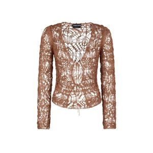 Tom Ford Fine Viscose Spets Cardigan Stickat Dam Bruna | 592CRTYXD