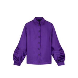 Tom Ford Fluid Double-faced Satin Balloon Sleeve Shirt Blast Dam Lila | 547BMDFKA