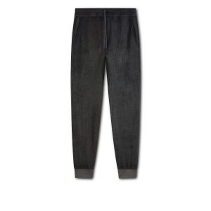 Tom Ford Fluid Modal Velour Jogger Byxor Herr Mörkgrå | 625PHCMGQ