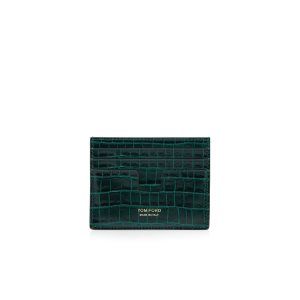 Tom Ford Glossy Printed Croc Cardholder Liten Plånbok Herr Olivgröna | 253MZSGWE