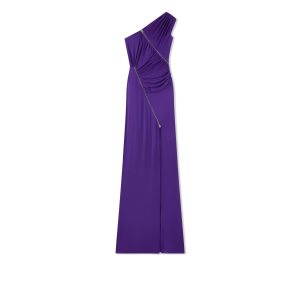 Tom Ford Glossy Viscose Jersey One Shoulder Evening Klänning Dam Lila | 240ISOTNB