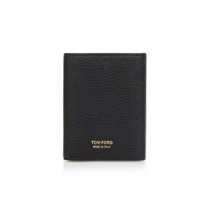 Tom Ford Grain Läder Folding Cardholder Liten Plånbok Herr Svarta | 827XQUVIW