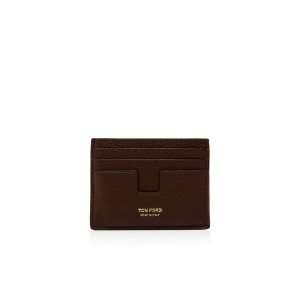 Tom Ford Grain Läder Klassiska Cardholder Liten Plånbok Herr Bruna | 246OJVNXM