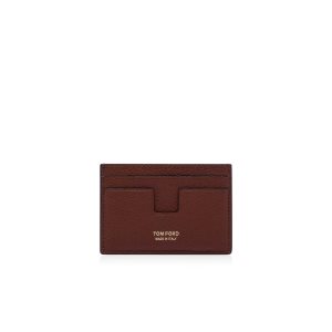 Tom Ford Grain Läder Klassiska Cardholder Liten Plånbok Herr Bruna | 428KLYMJR