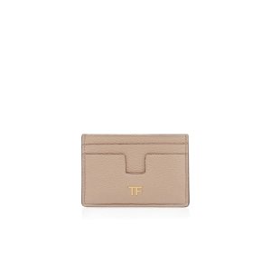 Tom Ford Grain Läder Klassiska Tf Card Holder Liten Plånbok Dam Grå Bruna | 367JAMNOI