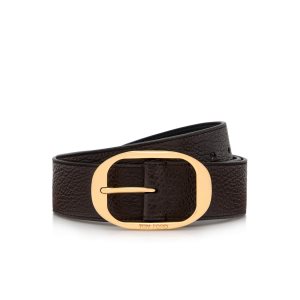 Tom Ford Grain Läder Oval Bälte Herr Choklad | 719QUMNIY