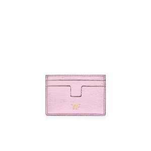 Tom Ford Laminated Printed Lizard Klassiska Tf Card Holder Liten Plånbok Dam Ljusrosa | 879BAWNGH