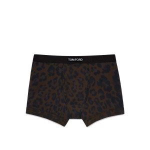 Tom Ford Leopard Bomull Boxer Kalsonger Herr Mörkbruna | 560PBYOKL