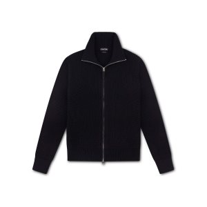 Tom Ford Linked Rib Full Zip Stickat Herr Svarta | 290ZTYGIB