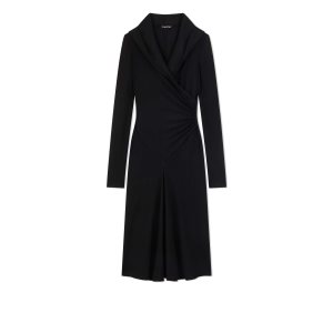 Tom Ford Loose Microcosta Jersey Hooded Cocktail Klänning Dam Svarta | 238CBPTLK