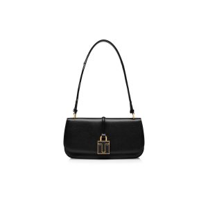 Tom Ford Läder 001 Lock Flap Crossbody Väska Dam Svarta | 631YEISLC