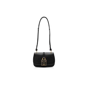 Tom Ford Läder 001 Lock Mini Flap Crossbody Väska Dam Svarta | 850ZHERVG