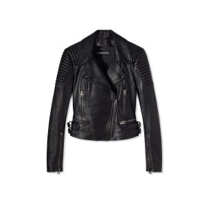 Tom Ford Läder Fitted Biker Jacket Ytterkläder Dam Svarta | 432XFKOSH