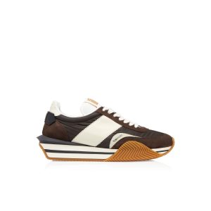 Tom Ford Mocka Technical Fabric James Sneakers Herr Vita Grädde | 492WYPATL