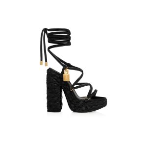 Tom Ford Nappa Läder Maxi Rope Ankle Wrap Platform Sandaler Dam Svarta | 136GLCKBM