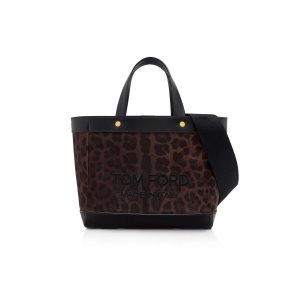 Tom Ford Nylon Animalier T Screw Mini E/W Crossbody Väska Dam Bruna Svarta | 197MXGPIV