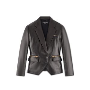 Tom Ford Plonge Läder Jacket With Iconic Zips Ytterkläder Dam Svarta | 109NCYLXT