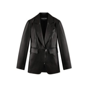 Tom Ford Plonge Läder Zipped Jacket Ytterkläder Dam Svarta | 254VJUXET