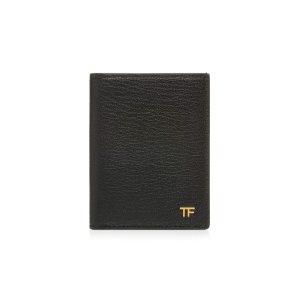 Tom Ford Polished Goat Folding Cardholder Liten Plånbok Herr Svarta | 584ZCLGUB