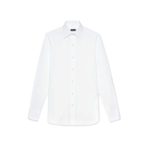 Tom Ford Poplin Klassiska Fit Barrel Cuff Skjorta Herr Vita | 457FKGBSA