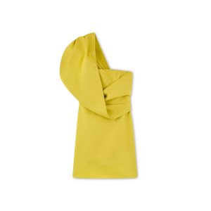 Tom Ford Round Stretch Viscose One-shoulder Mini Klänning Dam Charteuse Citrine | 750NTOBMX