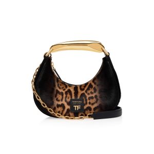 Tom Ford Shaded Calf Hair Animalier Bianca Mini Hobo Crossbody Väska Dam Beige Svarta | 049JGVHKP