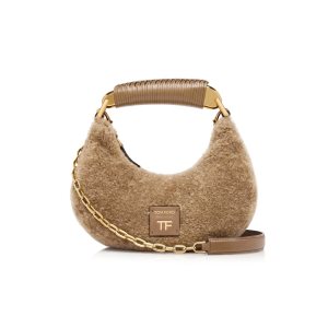 Tom Ford Shearling Bianca Mini Hobo Axelväska Dam Beige | 608ZQPYAO