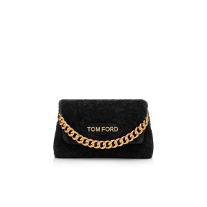 Tom Ford Shearling Label Clutch Väska Dam Svarta | 350JRKYZN