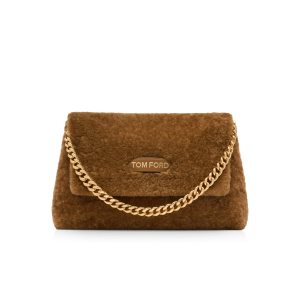 Tom Ford Shearling Label Medium Chain Axelväska Dam Bruna | 560URPEXG