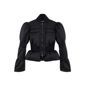 Tom Ford Shine Tailoring Down Filled Peplum Jacket Ytterkläder Dam Svarta | 872HRIWYK