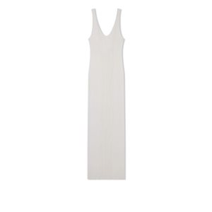 Tom Ford Silk Bomull Stretch Rib Tank Klänning Dam Chalk | 652DPLSFT