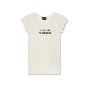 Tom Ford Silk Jersey 'Fucking Fabulous' T-shirt Blast Dam Chalk | 923ZSPEQN