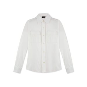 Tom Ford Slick Jersey Relaxed Fit Shirt Blast Dam Chalk | 960HCUKBW