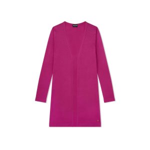 Tom Ford Slinky Viscose Long Cardigan Stickat Dam Fuschia | 312QGPAWJ