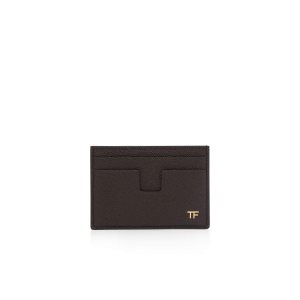 Tom Ford Small Grain Läder Money Clip Cardholder Liten Plånbok Herr Bruna | 195FQXRDT