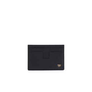 Tom Ford Small Grain Läder Money Clip Cardholder Liten Plånbok Herr Svarta | 458MWHDNR