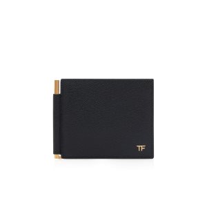 Tom Ford Small Grain Läder Money Clip Wallet Liten Plånbok Herr Svarta | 582GRYABH