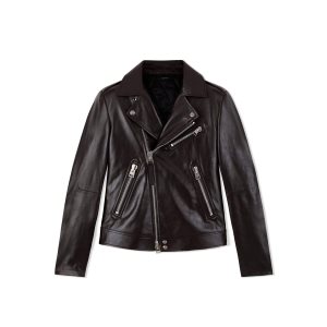 Tom Ford Smooth Grain Asymmetric Biker Ytterkläder Herr Ebony | 076TVAHDI